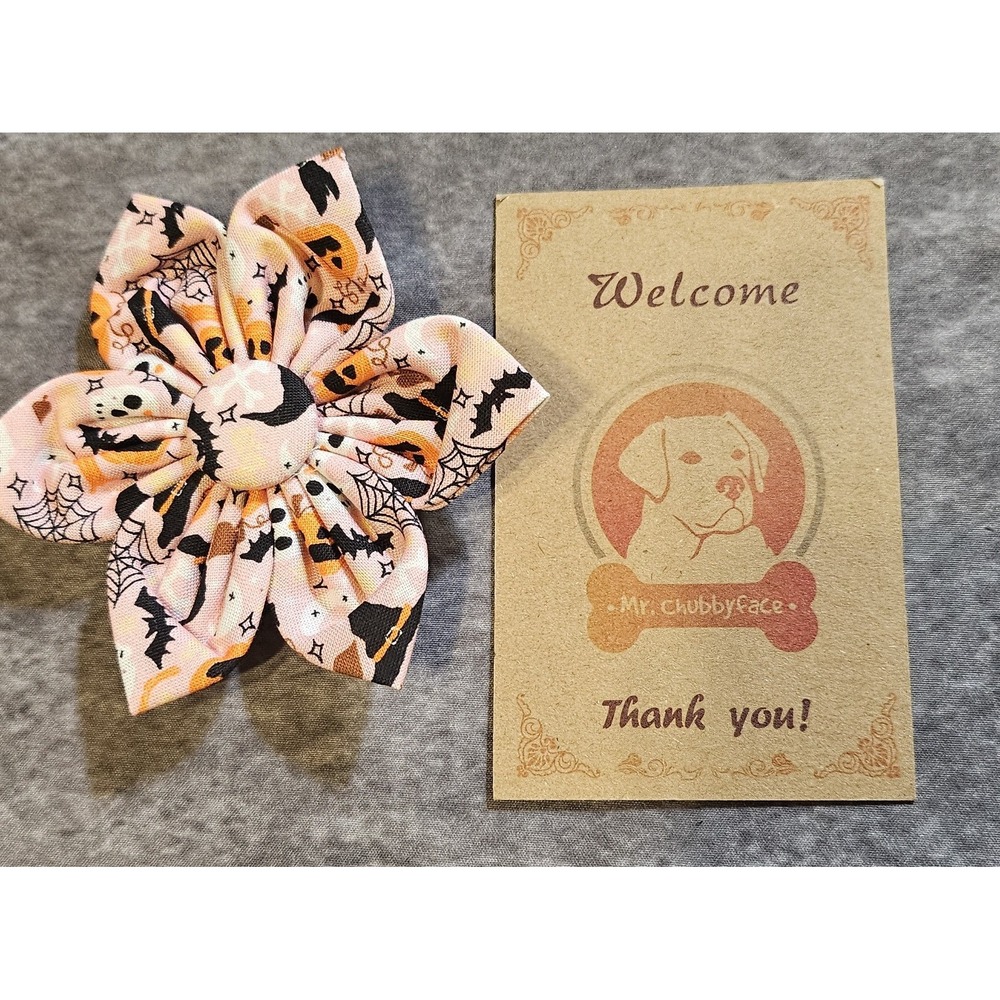 Mr. Chubbies Pinwheel Bow For Dogs Collar Pink Halloween Spooky